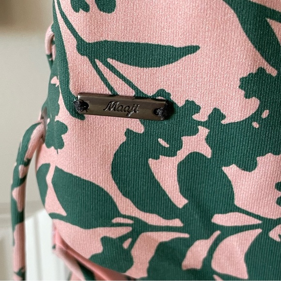 Maaji Peach and Green Floral Side Ties One Piece Swimsuit Size Medium - Picture 4 of 13